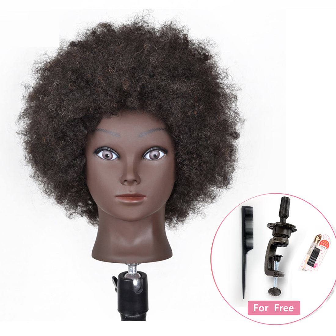 100% Real Hair Mannequin Head Hairdresser Training Head Manikin Cosmetology  Doll