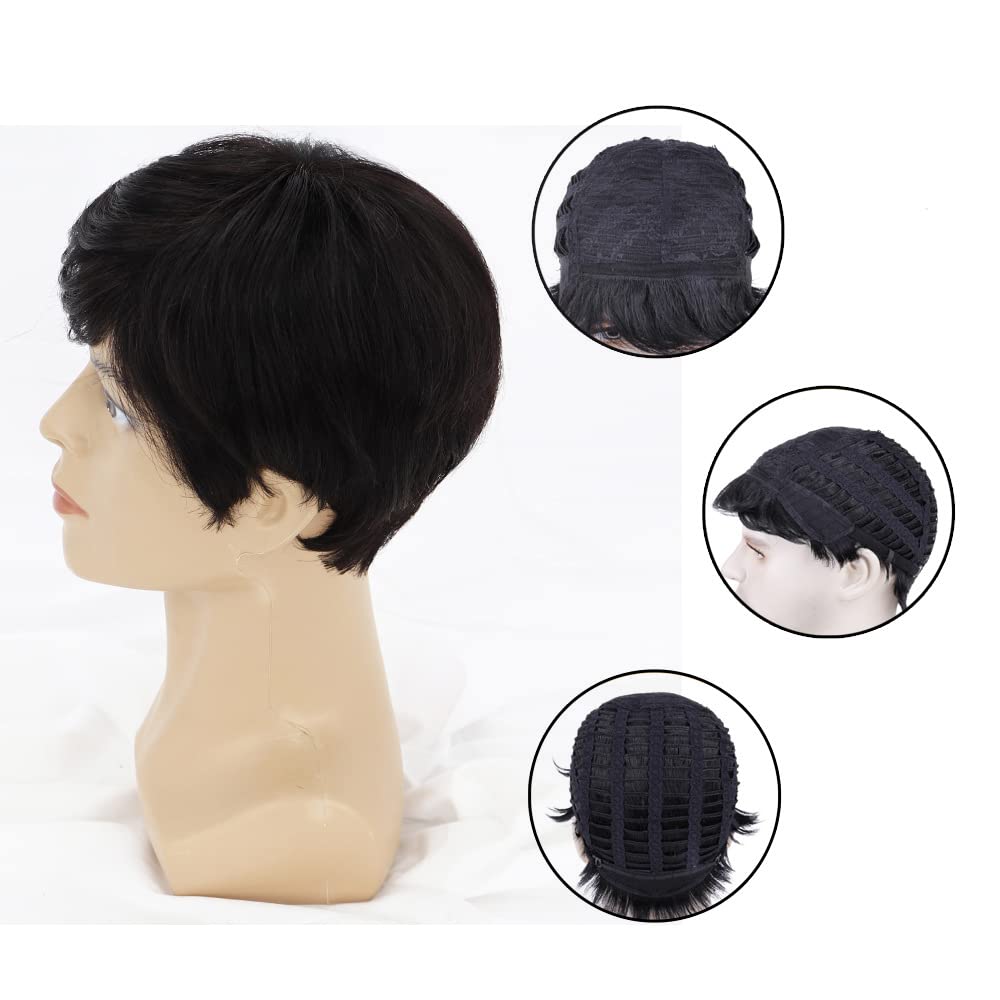 viviaBella Short Hair for Men Heat Resistant Synthetic Hair Wig for Men