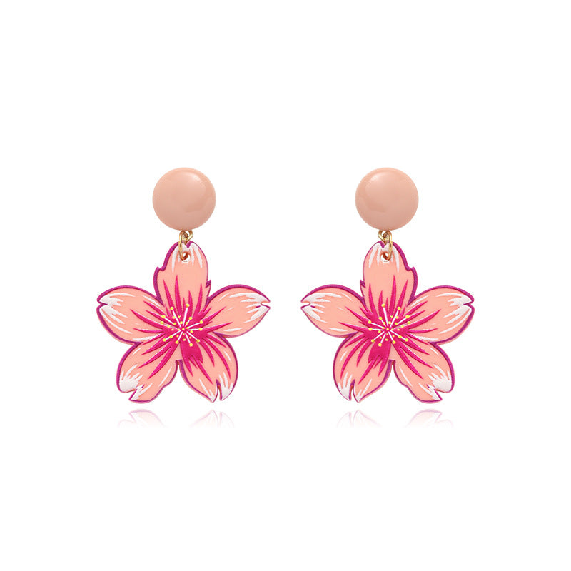 Wisslee Silver Needle Small Fresh Fruit Earrings Japanese Cherry Blossom Earrings For Women Girls