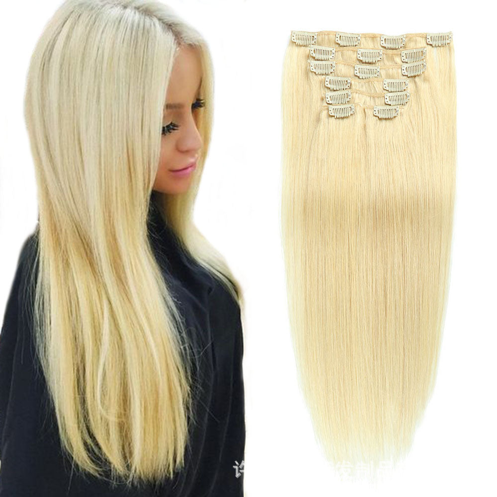 120 Gram 16“-22” Straight Clip in Human Hair Extensions Double Weft Straight clip in Brazilian Virgin Human Hair Full Head  7 Pieces/set