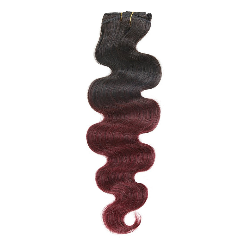 Wavy Ombre Hair Extensions Clip in Human Hair Brazilian Virgin Hair Double Weft Clip ins 160g 7 Pieces/set