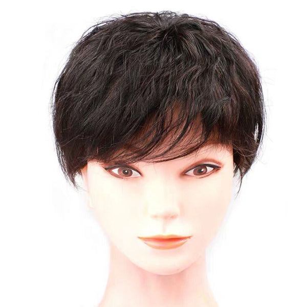 viviaBella Clip-On Dark Brown Hair Topper Short Corn Curly Extension 10 Inch 30 Gram Cover White Sparse Extensions Hair Hairpiece Curly Wavy Head Cover For Women (3"by5" 10", Dark Brown)