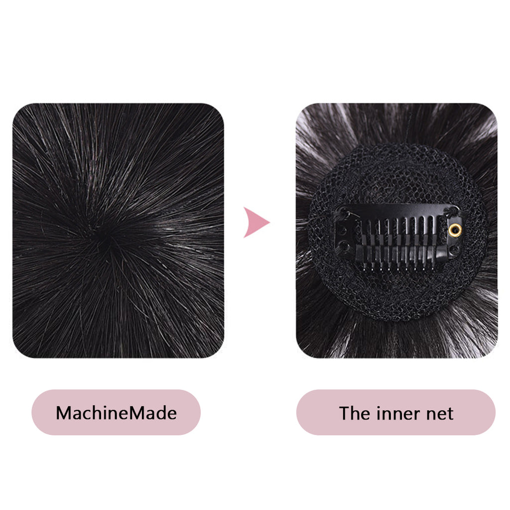 viviaBella Human Hair Clip in Hair Bangs 3D Clip-on Bangs Topper Real Hair Air Bangs One Piece Clip in Hair Topper/Hair Fringe (3D Machine Made, Natural Black)