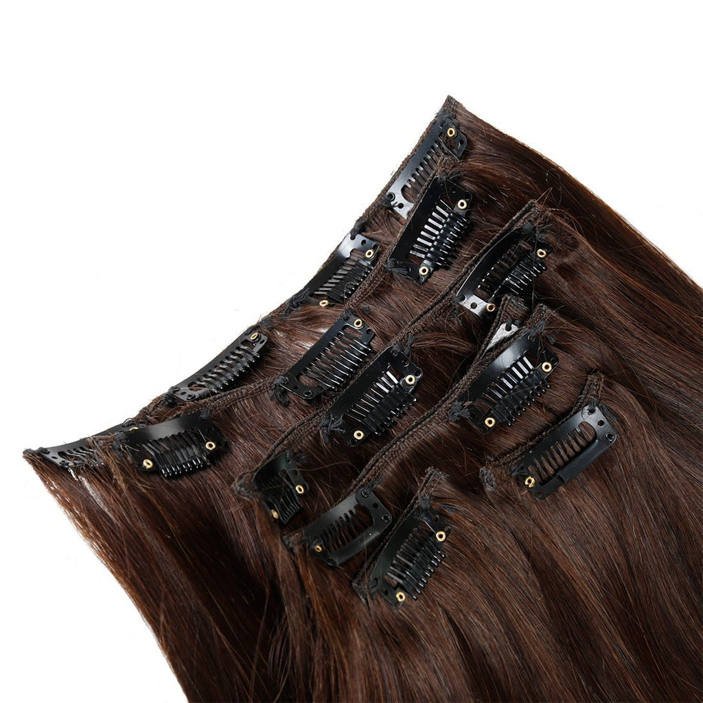 Ombre Hair Extensions Clip in Human Hair Brazilian Virgin Hair Double Weft 7 Pieces/set