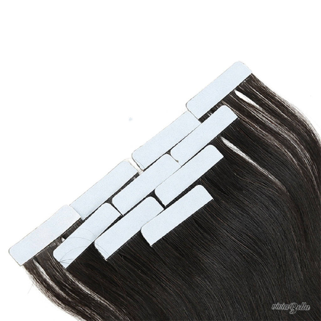 Natural Black Tape In Remy Human Hair Extensions (1B)