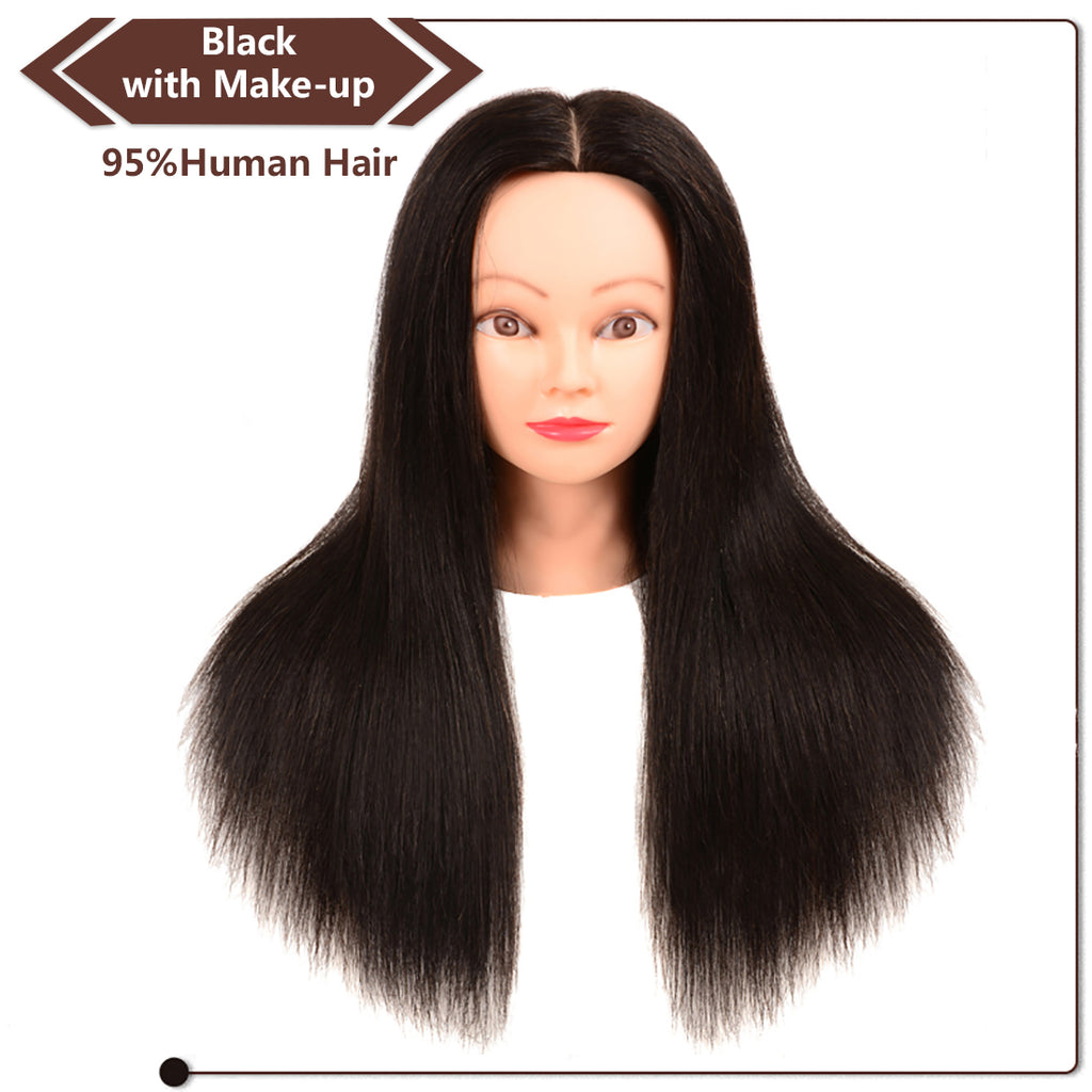 Viviabella 95% Human Hair Mannequin Head Hairdresser Training Head Manikin Cosmetology Doll Head