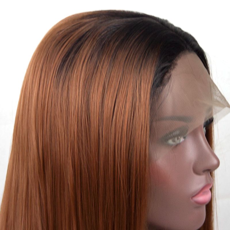 14" Ombre Bob Wig Lace Front Black to Brown and Black to Gray Heat Resistant Fiber