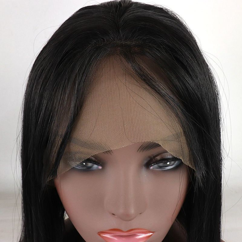 14" Black Bob Wig Front Lace Heat Resistant Fiber with/ without Bang