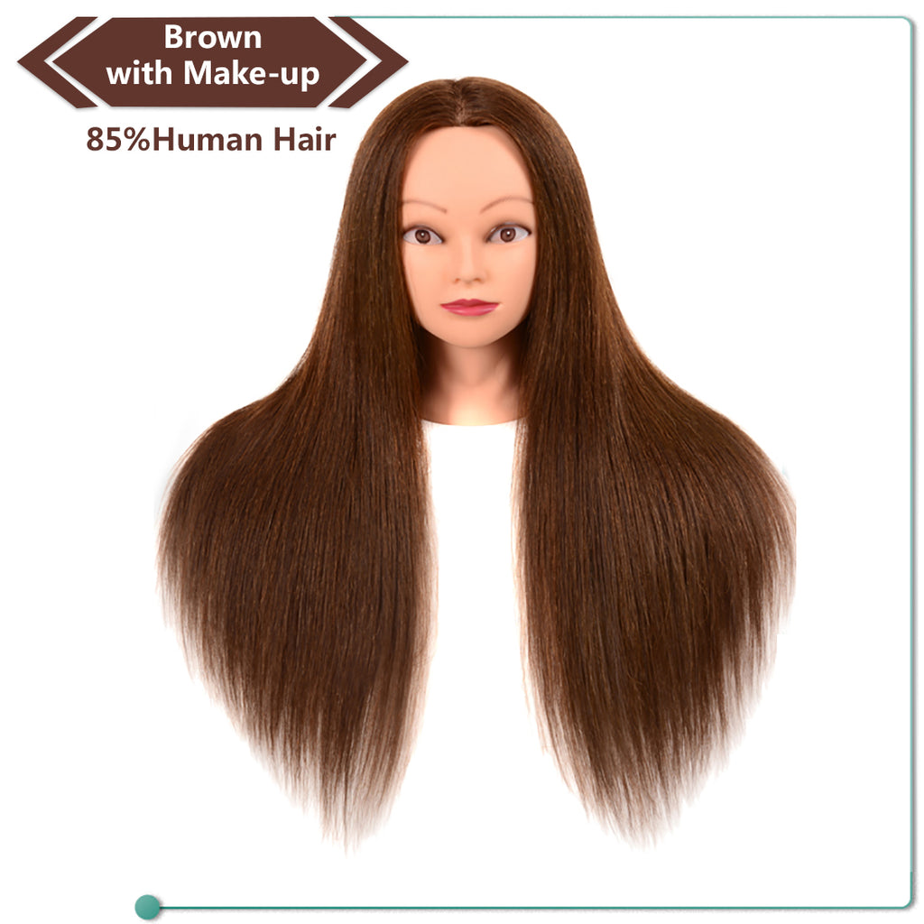 Viviabella 85% Human Hair Mannequin Head Hairdresser Training Head Manikin Cosmetology Doll Head