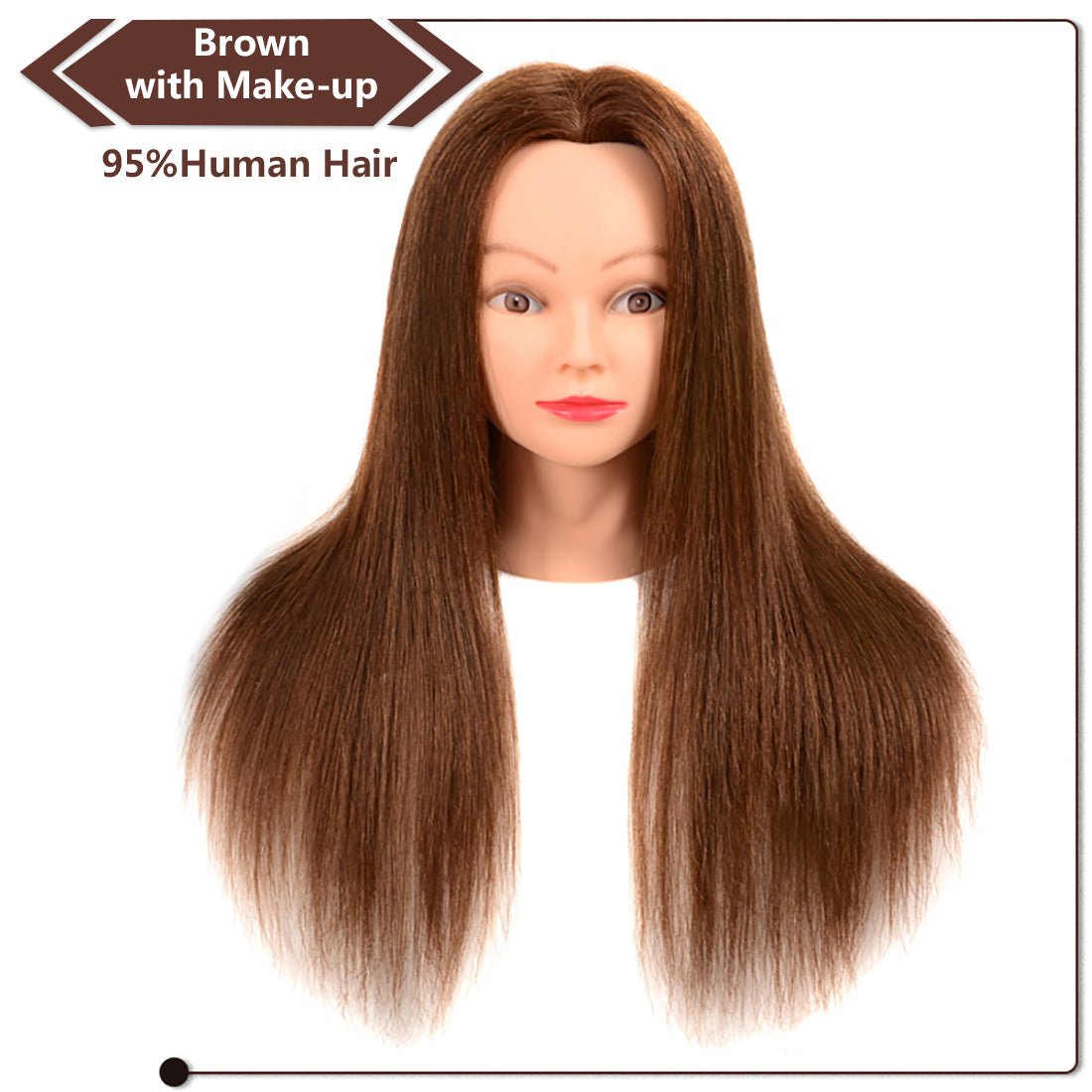 Cosmetology Mannequin Head with Human Hair, Premium 100% Real