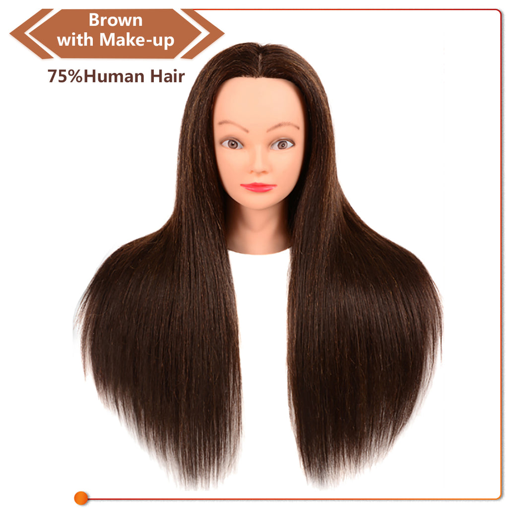 Viviabella Mannequin Head 24" 75% Human Hair Hairdresser Cosmetology Mannequin Manikin Training Head Hair