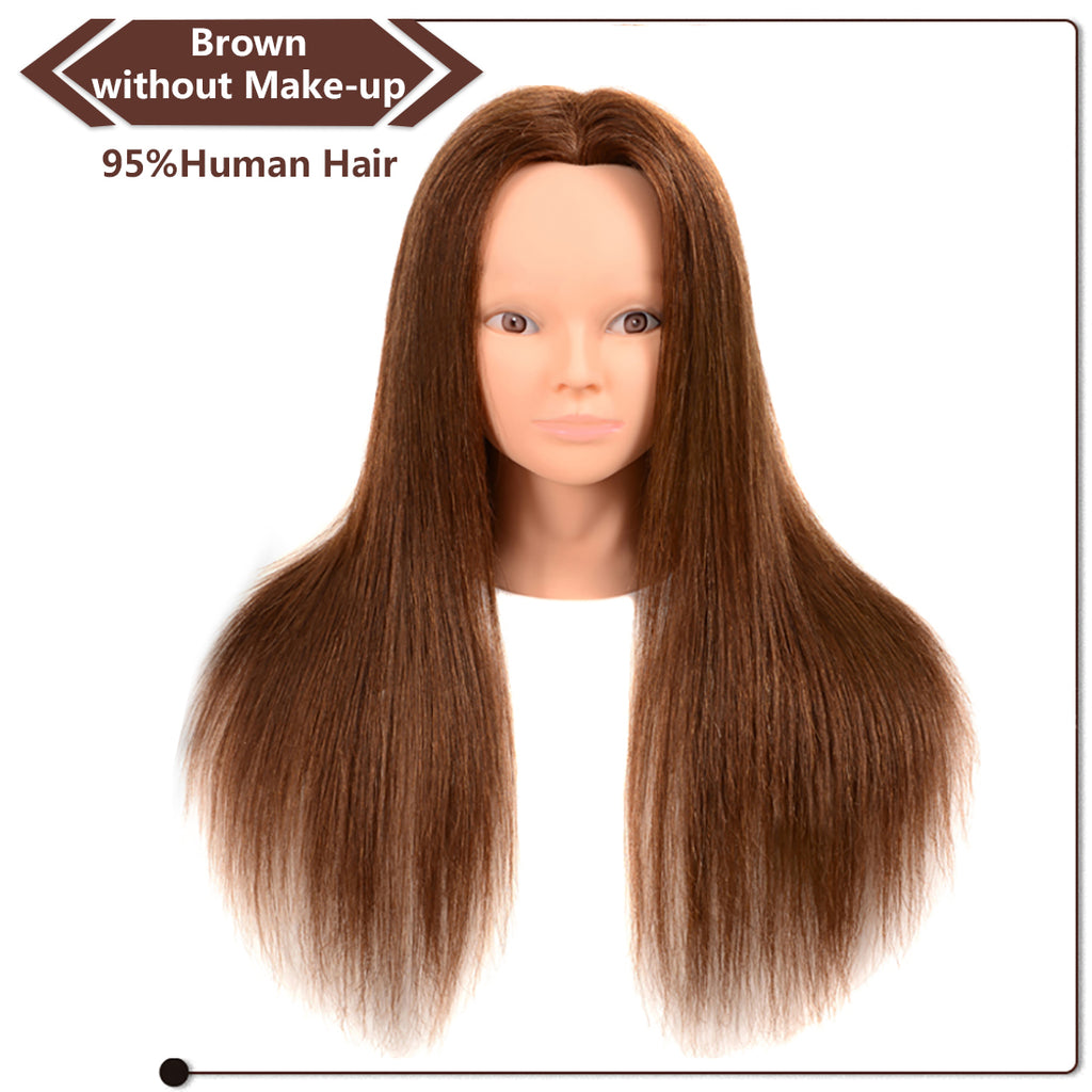 Viviabella 95% Human Hair Mannequin Head Hairdresser Training Head Manikin Cosmetology Doll Head
