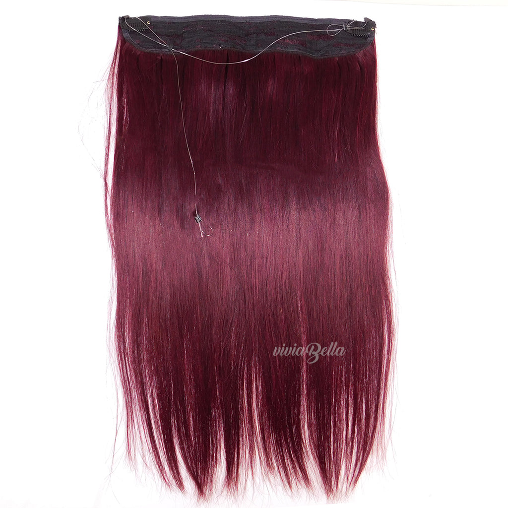Straight Invisible Halo Hair Extension - Adjustable Flip on Hairpiece
