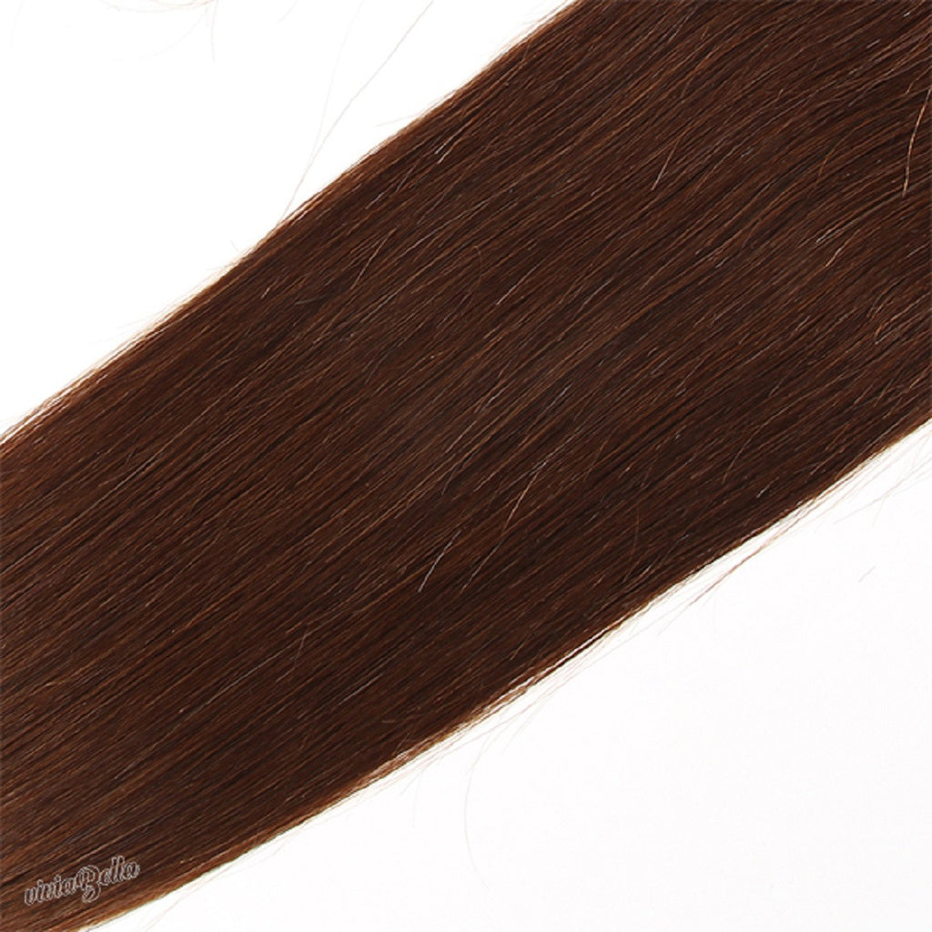 Straight Ponytail Auburn Brown Color Silky Straight Pony Tail Virgin Human Hair Extension #6