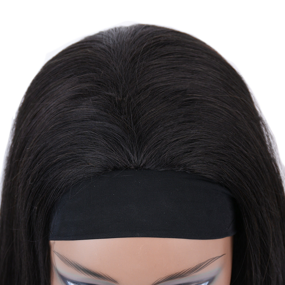 Viviabella Long Headband Wigs for Black Women Natural Looking Synthetic Wig with Headband Heat Resistant