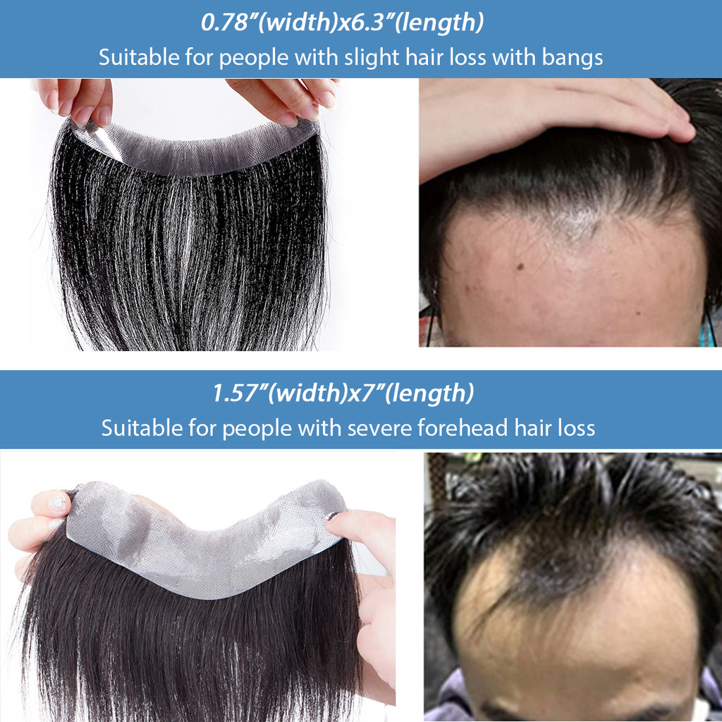 viviabella Frontal Hairpiece for men Natural Black Hair Extension Hairline Loss Straight Tape in Human Hair Toppers Replacement Toupee