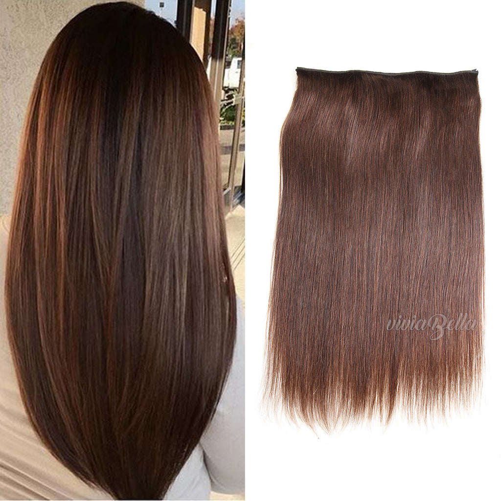 Straight Invisible Halo Hair Extension - Adjustable Flip on Hairpiece